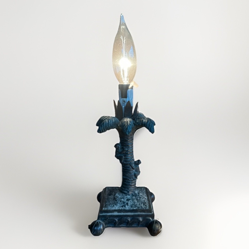 VTG Monkey Palm Tree Table Lamp Tropical Jungle Decor Hollywood Regency Art Deco - Picture 7 of 7